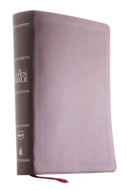 The NKJV, Open Bible, Imitation Leather, Brown, Indexed, Red Letter Edition, Comfort Print: Complete Reference System by Thomas Nelson