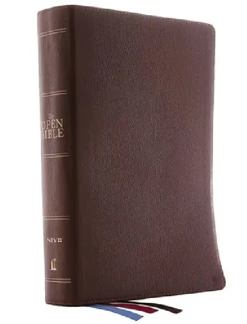 The Niv, Open Bible, Genuine Leather, Brown, Red Letter Edition, Comfort Print: Complete Reference System
