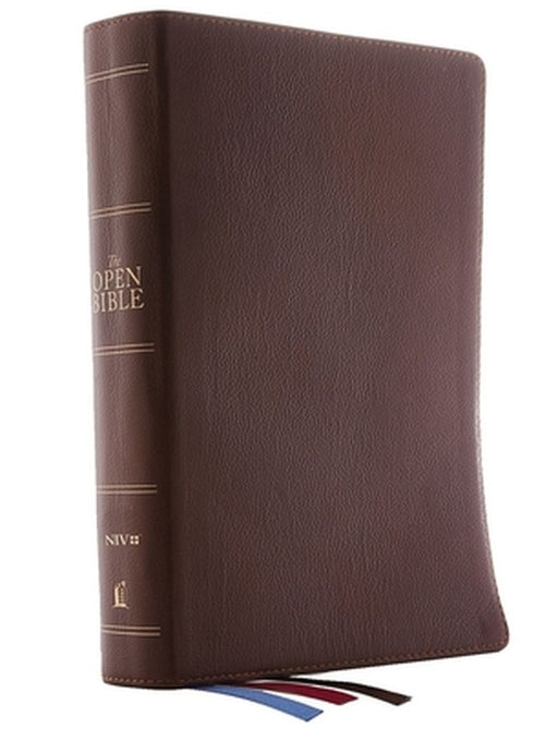 The Niv, Open Bible, Genuine Leather, Brown, Red Letter Edition, Comfort Print: Complete Reference System