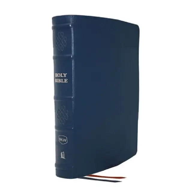 Nkjv Single-Column Reference Bible Genuine Leather Blue Comfort Print: Holy Bible New Kin