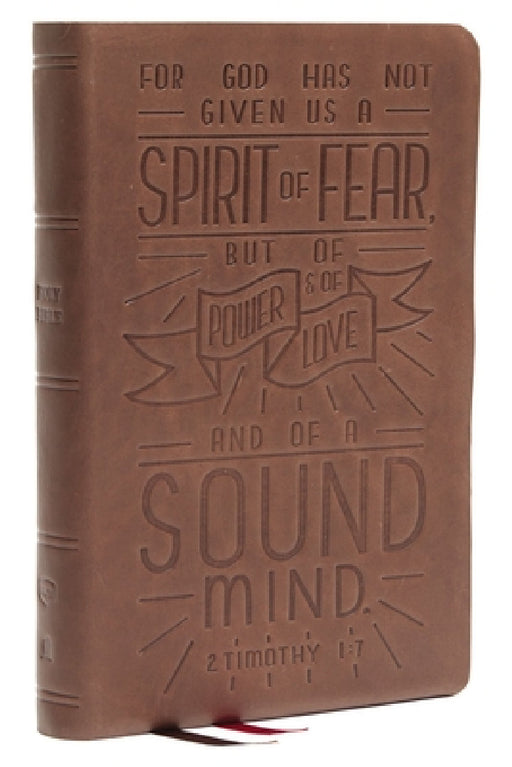 Nkjv, Personal Size Reference Bible, Verse Art Cover Collection, Genuine Leather, Brown, Red Letter, Thumb Indexed, Comfort Print: Holy Bible, New Kin by Thomas Nelson