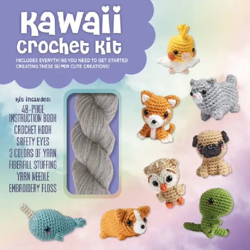 Kawaii Crochet Kit: Includes Everything you Need to Get Started Creating These Super Cute Creations!–Kit Includes: 48-page Instruction Book, Crochet Hook, Safety Eyes, 3 Colors of Yarn, Fiberfill Stuffing, Yarn Needle, Embroidery Floss by Kati Galusz