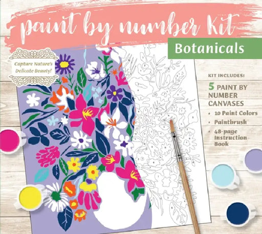 Paint by Number Kit: Botanicals: Capture Nature's Delicate Beauty! Kit Includes: 5 Paint by Number Canvases, 10 Paint Colors, Paintbrush, 48-page Instruction Book by Editors of Chartwell Books