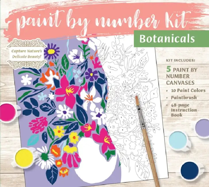 Paint by Number Kit: Botanicals: Capture Nature's Delicate Beauty! Kit Includes: 5 Paint by Number Canvases, 10 Paint Colors, Paintbrush, 48-page Instruction Book by Editors of Chartwell Books