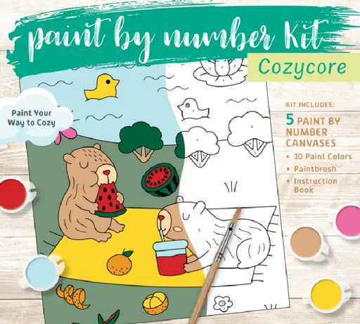 Cozycore Paint by Number Kit: Paint Your Way to Cozy - Kit Includes: 5 Paint by Number Canvases, 10 Paint Colors, Paintbrush, Instruction Book by Editors of Chartwell Books