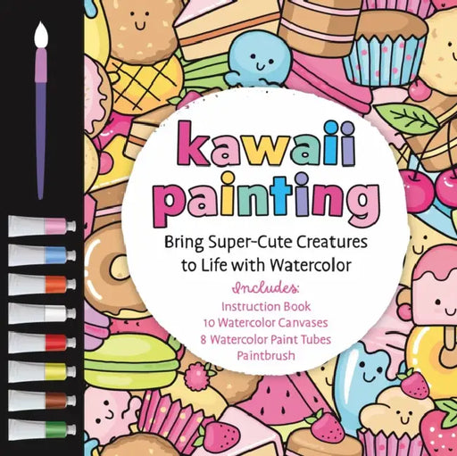 Kawaii Painting: Bring Super-Cute Creatures to Life With Watercolor - Includes Instruction Book, 10 Watercolor Canvases, 8 Watercolor Paint Tubes, Paintbrush by Editors of Chartwell Books