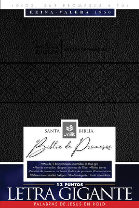 Santa Biblia de Promesas Reina Valera 1960 / Letra Gigante - 13 Puntos / Piel Especial Con Cierre / Negra // Spanish Promise Bible Rvr60 / Giant Print by Editorial Unilit