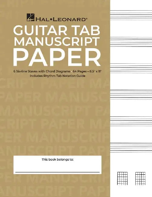 Guitar Tablature Manuscript Paper Standard Edition 64 Pages for Music Notation and Chord Diagrams by Hal Leonard Corp
