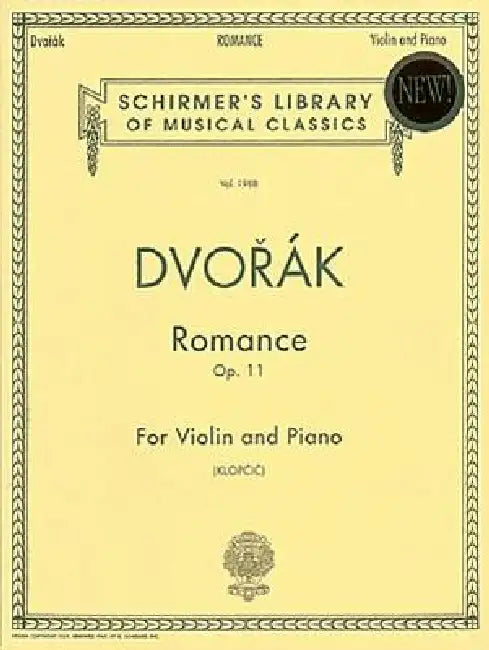 Romance, Op. 11: Schirmer Library of Classics Volume 1988 Violin and Piano by Antonin Dvorak, Rok Klopcic