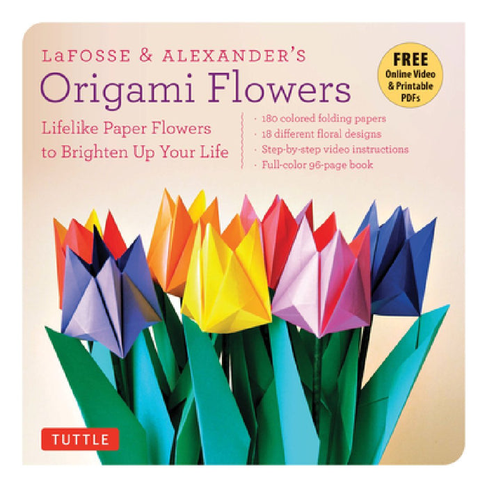 Lafosse & Alexander's Origami Flowers Kit: Lifelike Paper Flowers to Brighten Up Your Life: Kit with Origami Book, 180 High-Quality Origami Papers, 20