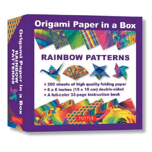 Origami Paper in a Box - Rainbow Patterns: 200 Sheets of Tuttle Origami Paper: 6x6 Inch High-Quality Origami Paper Printed with 12 Different Patterns: by Tuttle Publishing