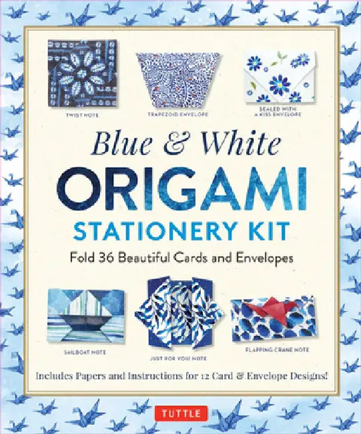 Blue & White Origami Stationery Kit: Fold 36 Beautiful Cards and Envelopes: Includes Papers and Instructions for 12 Origami Note Projects by Tuttle Studio