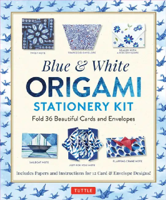 Blue & White Origami Stationery Kit: Fold 36 Beautiful Cards and Envelopes: Includes Papers and Instructions for 12 Origami Note Projects by Tuttle Studio