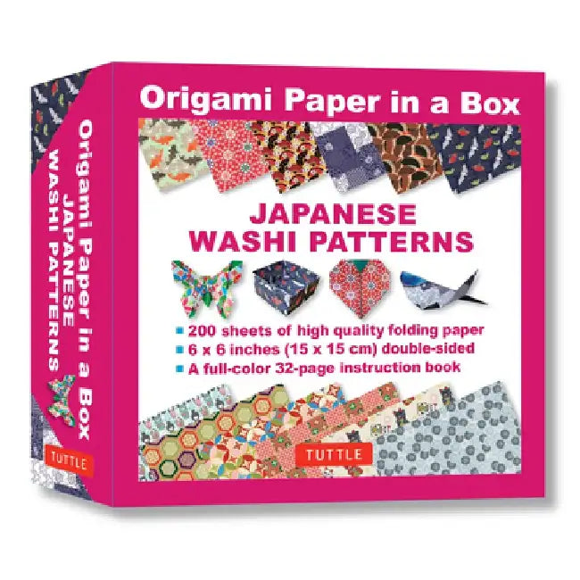 Origami Paper in a Box - Japanese Washi Patterns: 200 Sheets of Tuttle Origami Paper: 6x6 Inch Origami Paper Printed with 12 Different Patterns: 32-Pa by Tuttle Publishing