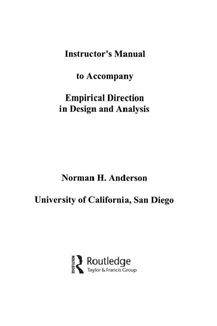 Empirical Direction in Design and Analysis by Norman H. Anderson