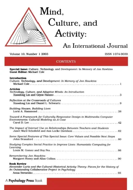 Culture, Technology, and Development: In Memory of Jan Hawkins: a Special Issue of mind, Culture, and Activity by Michael Cole