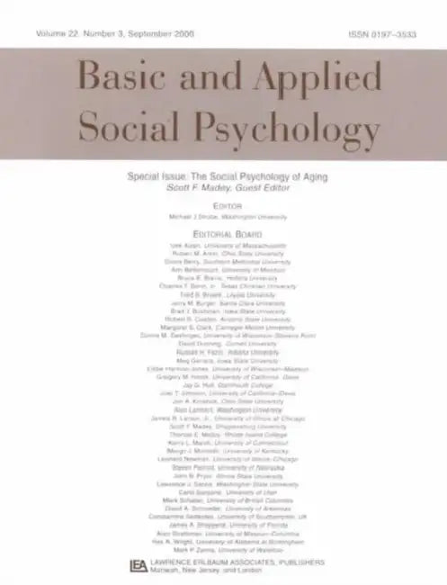 The Social Psychology of Aging: A Special Issue of basic and Applied Social Psychology by Madey Scott F.