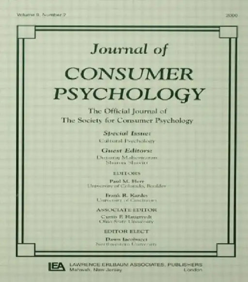 Cultural Psychology: A Special Issue of the journal of Consumer Psychology by Durairaj (EDT)/ Shavitt, Sharon (EDT) Maheswaran