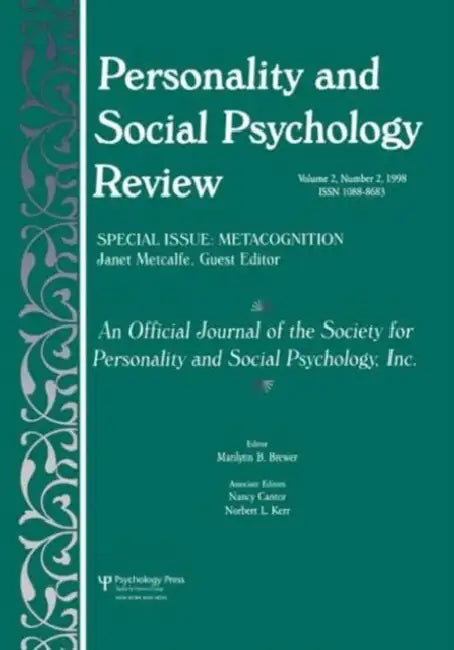 Metacognition: A Special Issue of personality and Social Psychology Review by Metcalfe Janet
