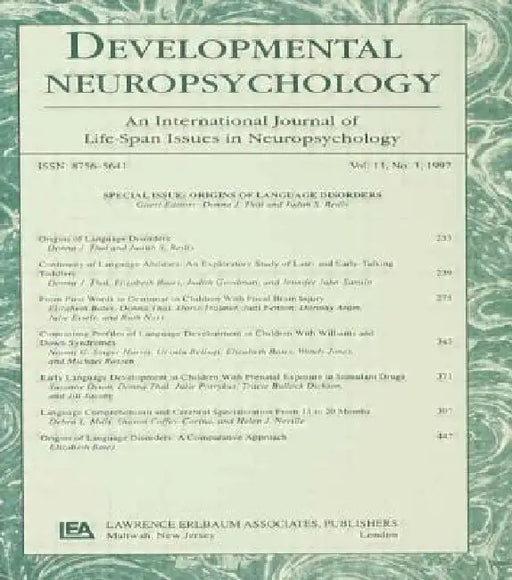 Origins of Language Disorders: A Special Issue of developmental Neuropsychology by Donna J. Thal