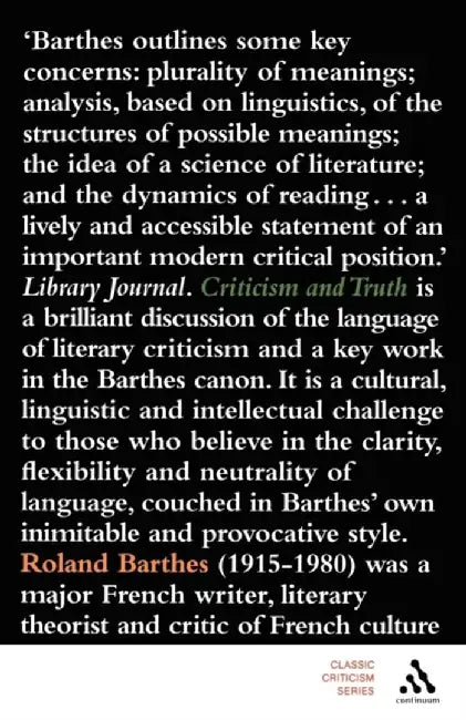 Criticism and Truth by Roland Barthes