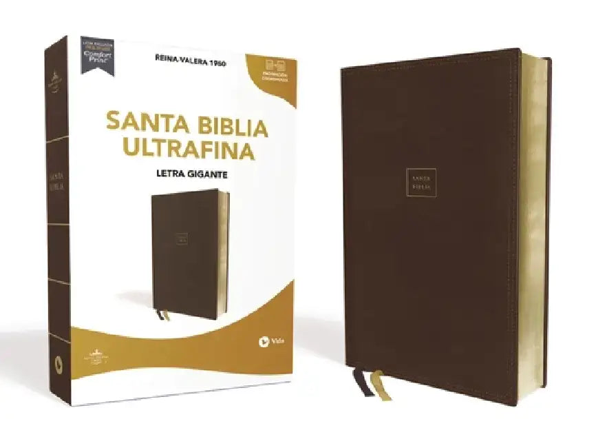 Reina Valera 1960 Santa Biblia Ultrafina Letra Gigante, Leathersoft, Café, Edición Letra Roja by Vida