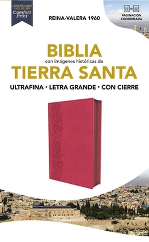 Biblia Reina-Valera 1960, Tierra Santa, Ultrafina Letra Grande, Leathersoft, Fuscia, Con Cierre by Vida