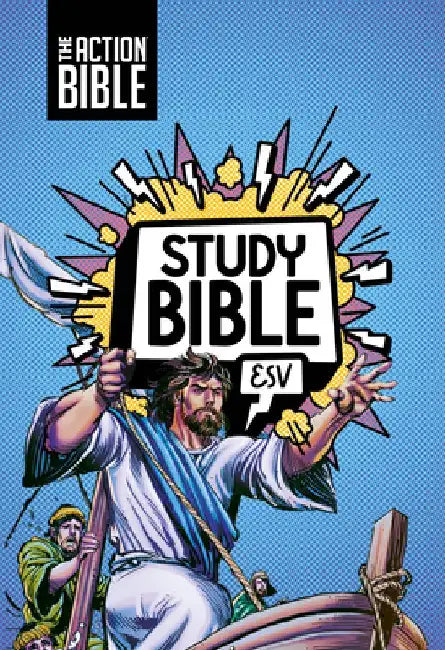 The Action Bible Study Bible Esv, Leathersoft, Blue, Full Color by David C Cook