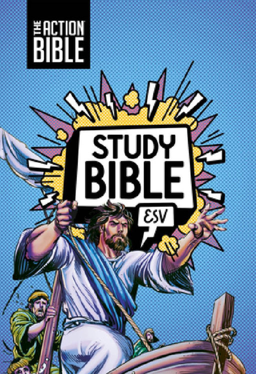 The Action Bible Study Bible Esv, Leathersoft, Blue, Full Color by David C Cook
