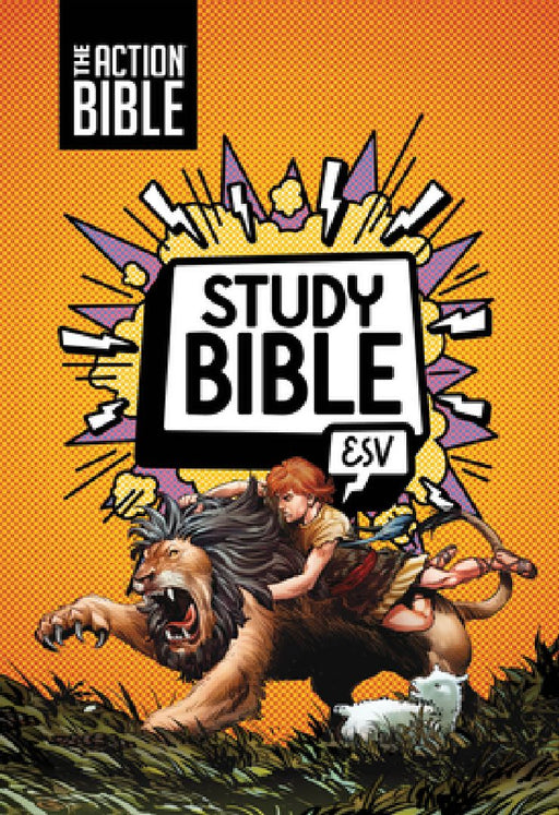 The Action Bible Study Bible Esv, Leathersoft, Orange, Full Color by David C Cook