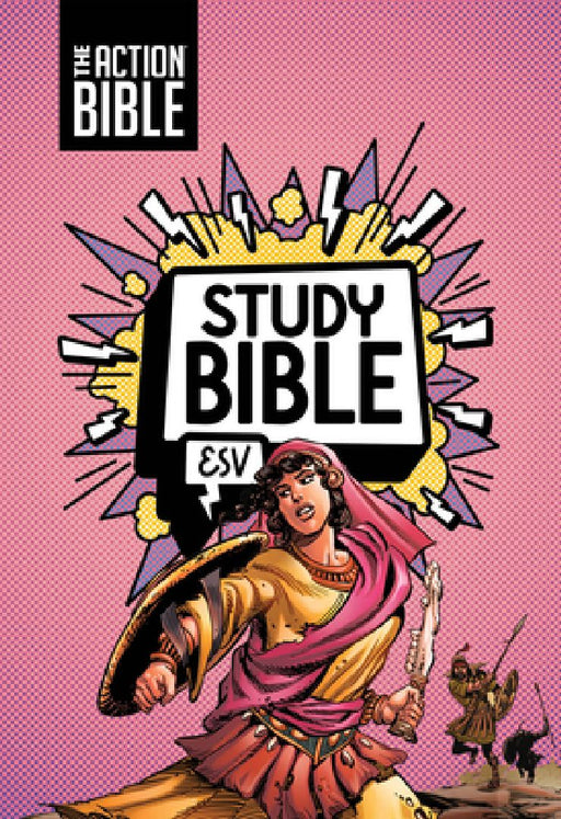 The Action Bible Study Bible Esv, Leathersoft, Pink, Full Color by David C Cook