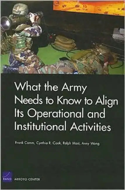 What the Army Needs to Know to Align Its Operational and Institutional Activities by Frank Camm, Cynthia R. Cook, Ralph Masi