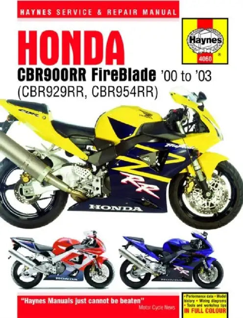 Honda Cbr900rr Fireblade '00 - '03: (Cbr929rr, Cbr954rr) by Editors of Haynes Manuals