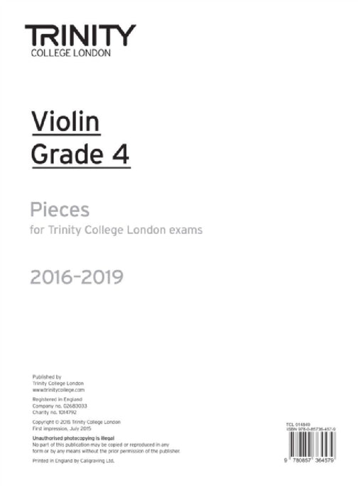 Violin Exam Pieces Grade 4 2016-2019 (Part Only)  by Niederlaak, Ralf