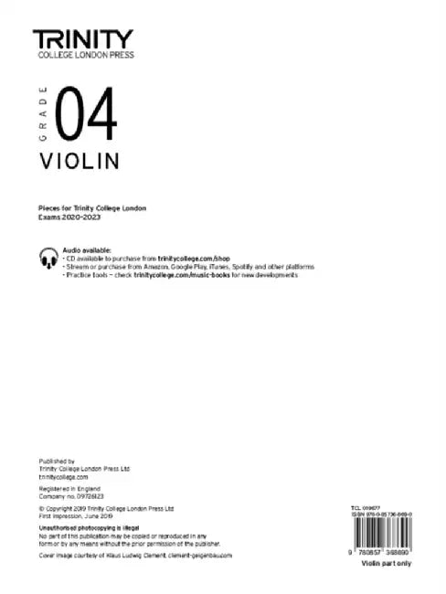 Trinity College London Violin Exam Pieces From 2020: Grade 4 (part only) by Trinity College London