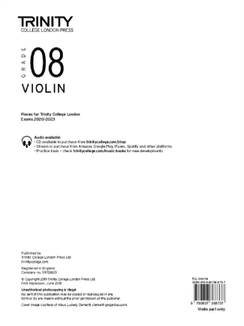 Trinity College London Violin Exam Pieces From 2020: Grade 8 (part only) by Trinity College London