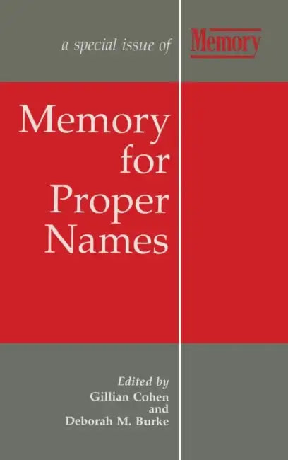 Memory for Proper Names: A Special Issue of Memory by Deborah M. Burke, Gillian Cohen