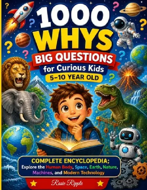 1000 Whys Big Questions for Curious Kids 5-10 Year Old; Complete Encyclopedia: Explore the Human Body, Space, Earth, Nature, Machines, and Modern Tech by Rasie Ripple