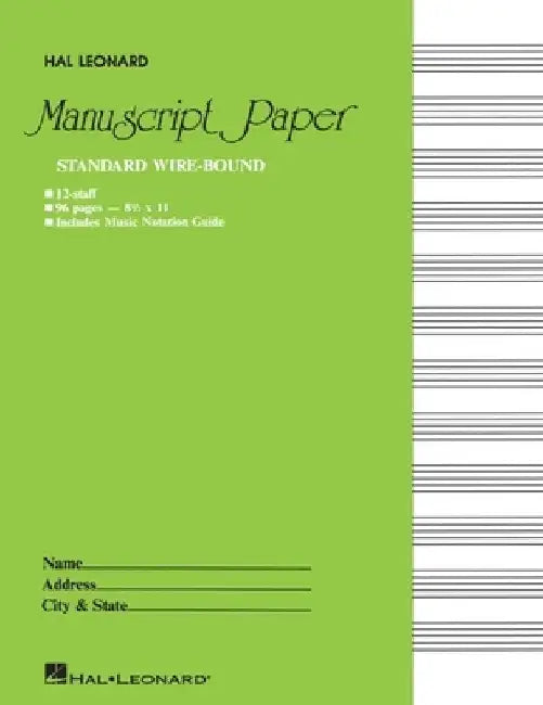 Standard Wirebound Manuscript Paper Green Cover 12 Staves Per Page Music Notation Guide for Composers Students and Musicians Hal Leonard Spiral-Bound by Hal Leonard Corp