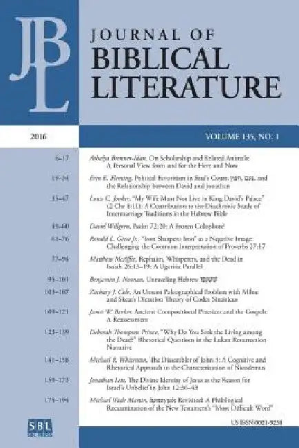 Journal of Biblical Literature 135.1 (2016) by Adele Reinhartz