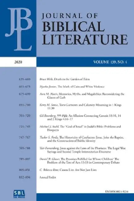 Journal of Biblical Literature 139.4 (2020) by Mark G. G. Brett