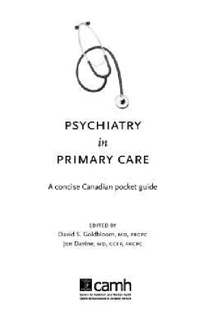 Psychiatry in Primary Care: A Concise Canadian Pocket Guide by David Goldbloom, Jon Davine