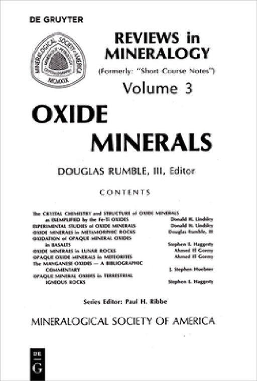 Oxide Minerals by Douglas Rumble