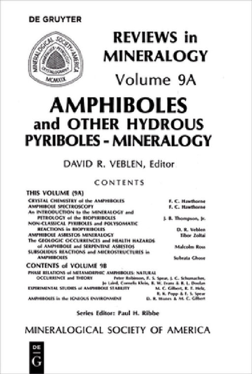 Amphiboles and Other Hydrous Pyriboles: Mineralogy by David R. Veblen, Paul H. Ribbe