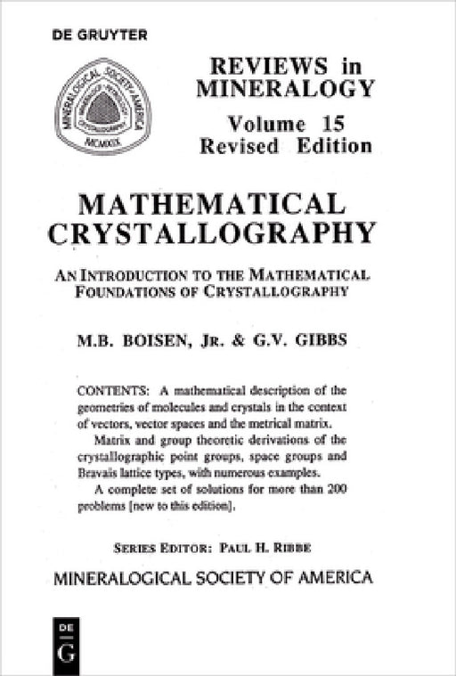 Mathematical Crystallography by Monte B. Boisen, Gerald V. Gibbs