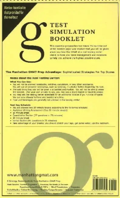 Manhattan Gmat Test Simulation Booklet W Marker 