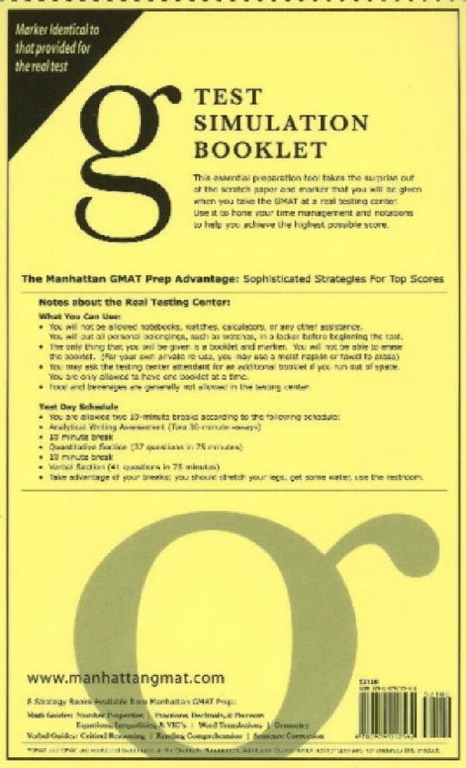 Manhattan Gmat Test Simulation Booklet W Marker  by Manhattan Gmat