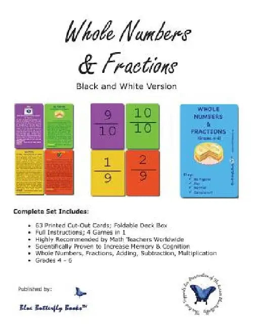 Whole Numbers & Fractions (Black/White Version) by Blue Butterfly Books