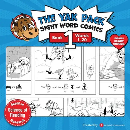 The Yak Pack: Sight Word Comics: Book 1: Comic Books to Practice Reading Dolch Sight Words (1-20) by Rumack Resources