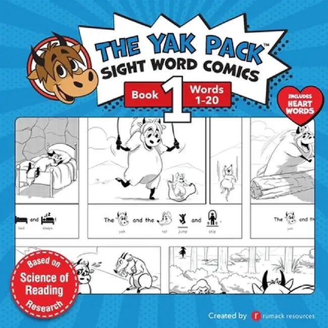 The Yak Pack: Sight Word Comics: Book 1: Comic Books to Practice Reading Dolch Sight Words (1-20) by Rumack Resources